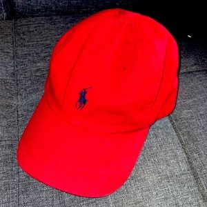 Red polo by Ralph Lauren canvas hat one size fits all